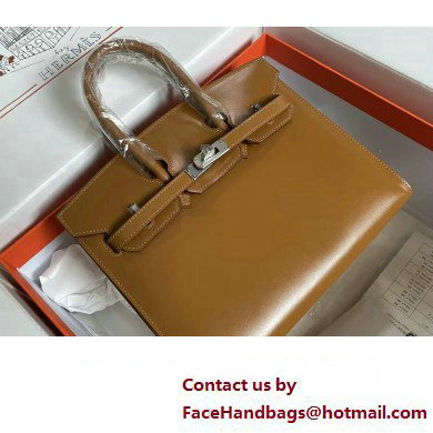 Hermes Birkin 25/30 In Original Box Leather Brown with Gold/Silver Hardware (Full Handmade) - Click Image to Close