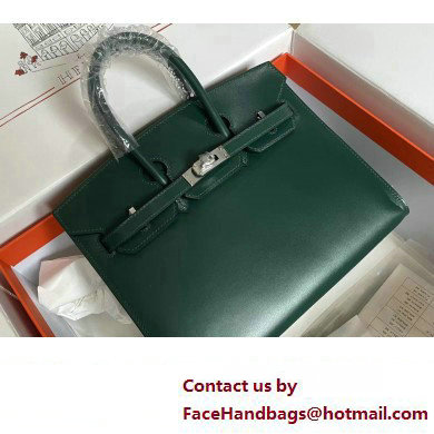 Hermes Birkin 25/30 In Original Box Leather Dark Green with Gold/Silver Hardware (Full Handmade) - Click Image to Close