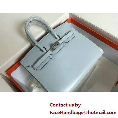 Hermes Birkin 25/30 In Original Box Leather Pale Blue with Gold/Silver Hardware (Full Handmade) - Click Image to Close