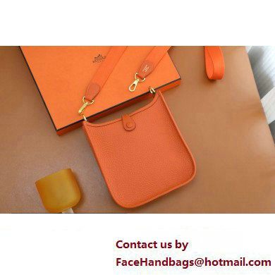 Hermes III TPM Evelyne Bag In Original Togo Leather with Gold Hardware orange(Full Handmade)