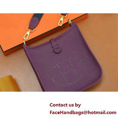 Hermes III TPM Evelyne Bag In Original Togo Leather with Gold/Silver Hardware anemone(Full Handmade)