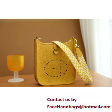 Hermes III TPM Evelyne Bag In Original Togo Leather with Gold/Silver Hardware jaune ambre(Full Handmade)