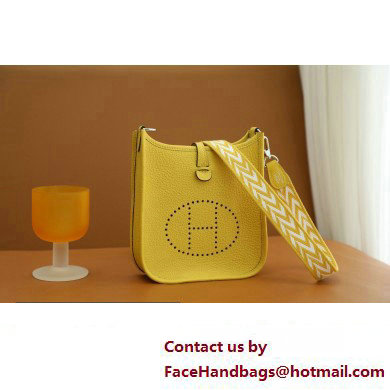Hermes III TPM Evelyne Bag In Original Togo Leather with Gold/Silver Hardware jaune de naples(Full Handmade)