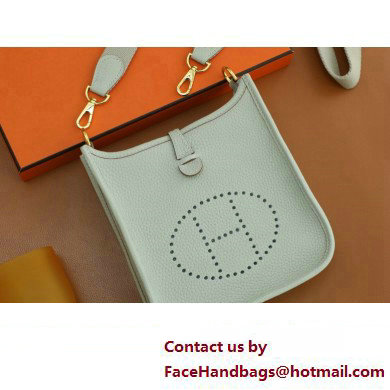 Hermes III TPM Evelyne Bag In Original Togo Leather with Gold/Silver Hardware pearl grey(Full Handmade)