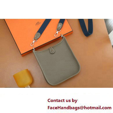 Hermes III TPM Evelyne Bag In Original Togo Leather with Silver Hardware taupe grey(Full Handmade)