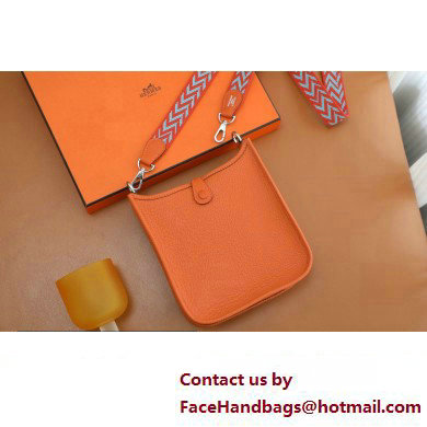 Hermes III TPM Evelyne Bag In Original Togo Leather with silver Hardware orange(Full Handmade)