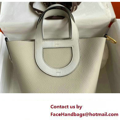 Hermes In-The-Loop Tote Bag In Original taurillon clemence Leather Pearl Gray with Gold Hardware (Full Handmade Quality)