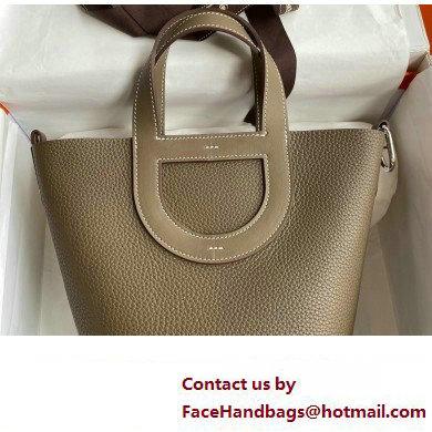 Hermes In-The-Loop Tote Bag In Original taurillon clemence Leather taupe grey with Silver Hardware (Full Handmade Quality)
