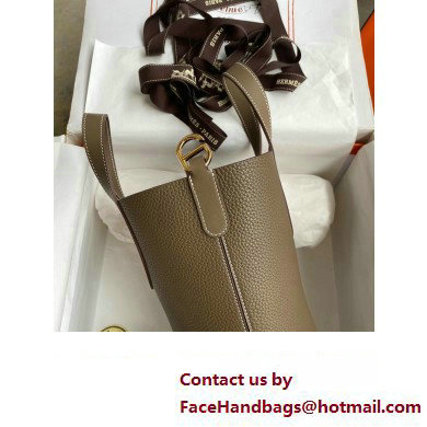 Hermes In-The-Loop Tote Bag In Original taurillon clemence Leather taupe grey with gold Hardware (Full Handmade Quality)