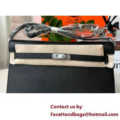 Hermes Kelly Elan Bag In Original Mysore Leather Black 2023(Full Handmade)