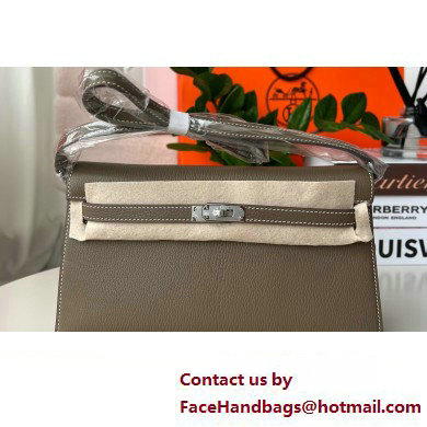 Hermes Kelly Elan Bag In Original Mysore Leather Elephant Gray 2023(Full Handmade)