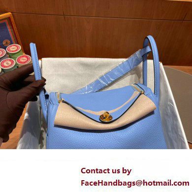 Hermes Lindy 26cm Bag in original taurillon clemence leather bleu paradise(handmade)