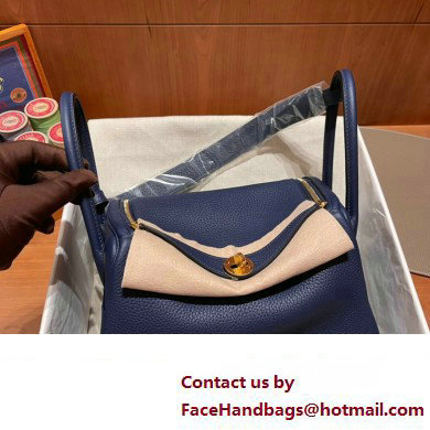 Hermes Lindy 26cm Bag in original taurillon clemence leather blue saphire(handmade)