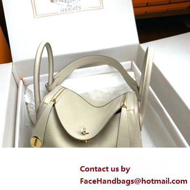 Hermes Lindy 26cm Bag in original taurillon clemence leather craie(handmade)