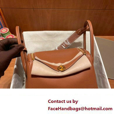 Hermes Lindy 26cm Bag in original taurillon clemence leather gold brown(handmade)