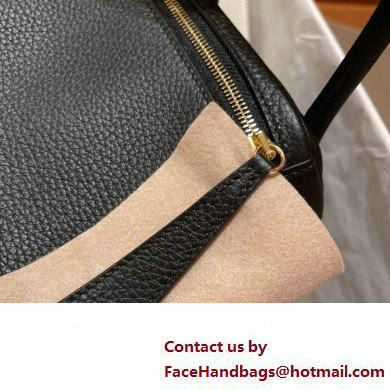 Hermes Lindy 26cm Bag in original taurillon clemence leather noir(handmade)