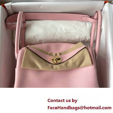 Hermes Lindy 26cm Bag in original taurillon clemence leather pink(handmade)