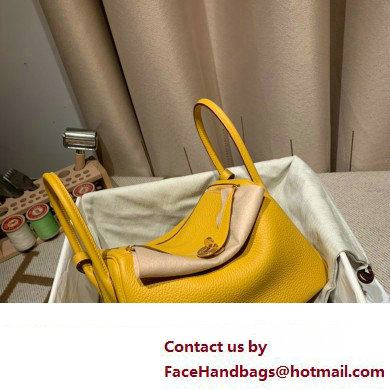 Hermes Lindy 26cm Bag in original taurillon clemence leather yellow(handmade)