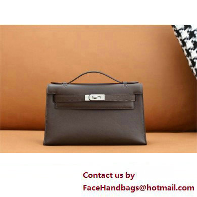 Hermes Mini Kelly 22 Pochette Bag cafe in Swift Leather(handmade)