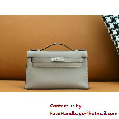 Hermes Mini Kelly 22 Pochette Bag gris asphalt in Swift Leather(handmade)