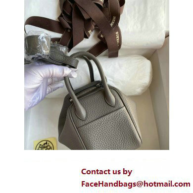 Hermes Mini Lindy 19cm Bag in original taurillon clemence leather etain(handmade)