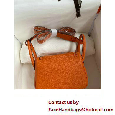 Hermes Mini Lindy 19cm Bag in original taurillon clemence leather orange(handmade)