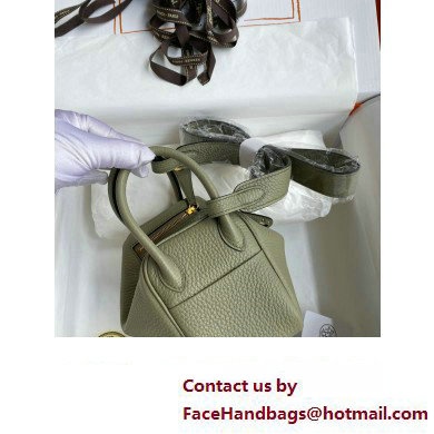 Hermes Mini Lindy 19cm Bag in original taurillon clemence leather sauge(handmade)