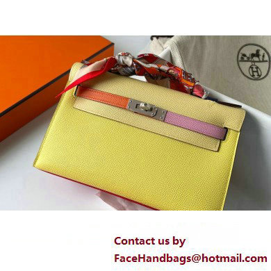 Hermes Mini Pochette Bag In Original Epsom Leather Yellow/Orange/Pink/Green/Red (Full Handmade)