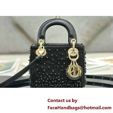 Lady Dior Micro Bag Black in Satin with Gradient Bead Embroidery