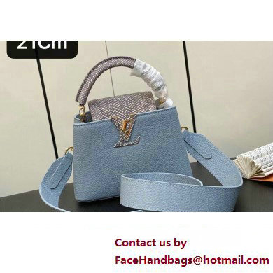 Louis Vuitton Taurillon leather Capucines Mini Bag M22876 Olympe Blue 2023