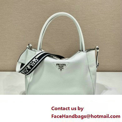 PRADA Large leather handbag 1BC170 WHITE 2023