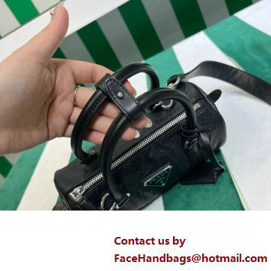 Prada Antique nappa leather handbag 1BA389 black 2023 - Click Image to Close