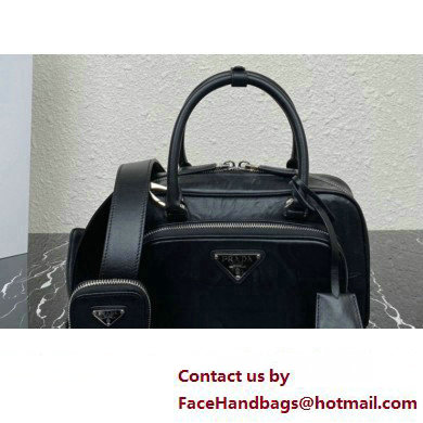 Prada Antique nappa leather multi-pocket top-handle bag 1bb099 Black 2023