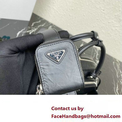 Prada Antique nappa leather multi-pocket top-handle bag 1bb099 Black 2023 - Click Image to Close
