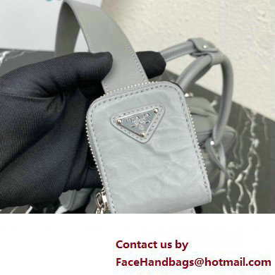 Prada Antique nappa leather multi-pocket top-handle bag 1bb099 Gray 2023 - Click Image to Close