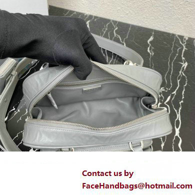 Prada Antique nappa leather multi-pocket top-handle bag 1bb099 Gray 2023 - Click Image to Close
