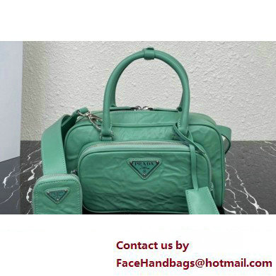 Prada Antique nappa leather multi-pocket top-handle bag 1bb099 Green 2023 - Click Image to Close