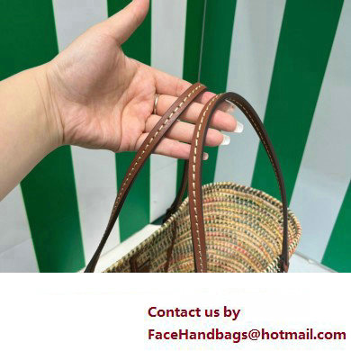 Prada Braided Straw and leather tote bag 1BG312 Multicolor - Click Image to Close