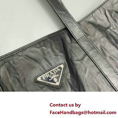 Prada Large antique nappa leather tote bag 1BG460 Black 2023