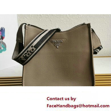 Prada Leather hobo bag 1BC073 Gray 2023