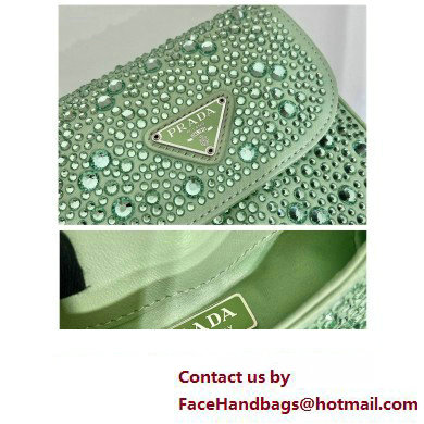 Prada Mini Cleo bag with Crystals 1BH185 Green 2023
