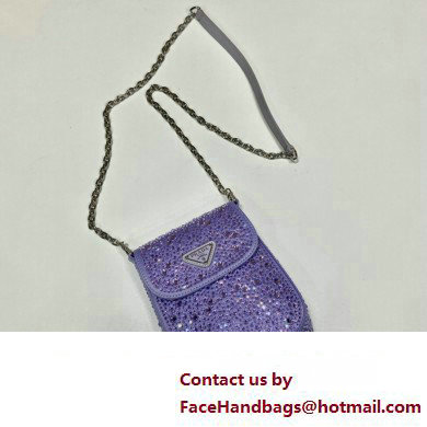Prada Mini Cleo bag with Crystals 1BH185 Purple 2023