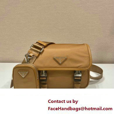Prada Nylon and Saffiano Leather Shoulder Bag 2VD034 beige 2020