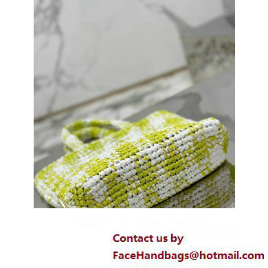 Prada Raffia-effect yarn Small crochet tote bag 1BG422 White/Green