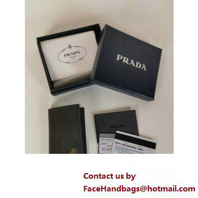 Prada Saffiano Leather Card Holder 2MC101 Metal lettering logo Black/Gold