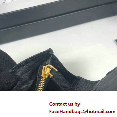 Prada Saffiano Leather bi-fold long Wallet 2M0836 Metal lettering logo Black/Gold