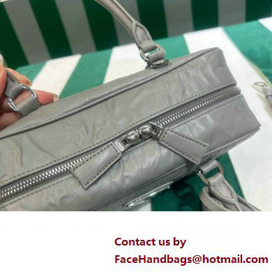 Prada Small antique nappa leather top handle bag 1BB098 gray 2023