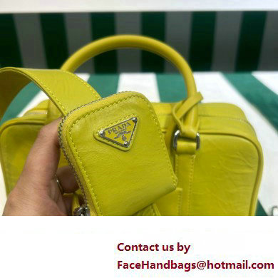 Prada Small antique nappa leather top handle bag 1BB098 yellow 2023
