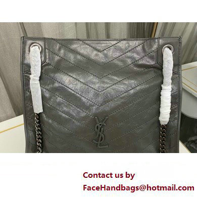 Saint Laurent Niki Shopping Bag in Vintage Leather 577999 Dark Gray