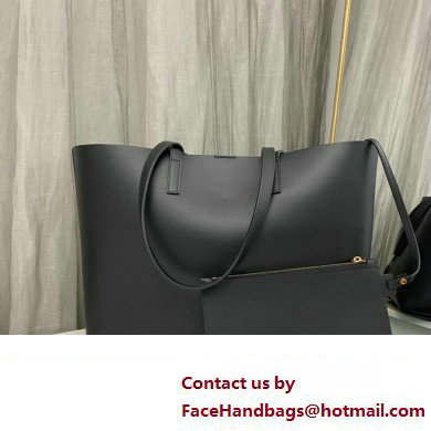 Saint Laurent Shopping e/w bag in supple leather 600281 Black